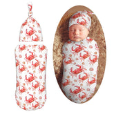 KiuLoam watercolor red crabs shells swaddle blanket soft fabric for gentle wrapping