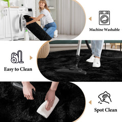 KIXINWA round rug for living room; circular design enhances cozy decor.