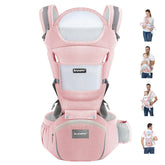 KIYUMI baby carrier with hip seat showing secure hip support for growing babies