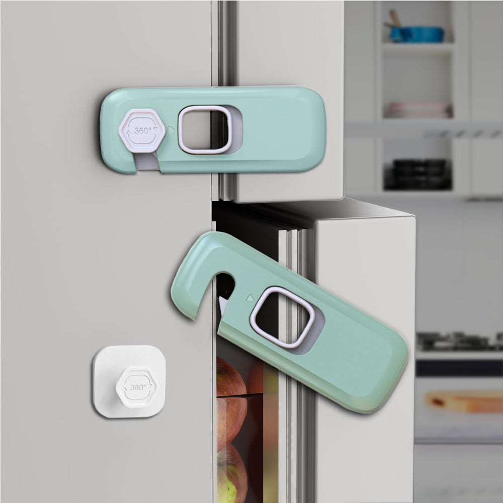 KIZZHISI 5-pack refrigerator lock protects drawers and cabinets.