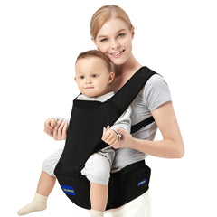 KJIPUHO baby carrier with hip seat, front view, secure support for baby and caregiver.