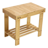 KKTONER bamboo step stool with storage used as a shower bench for organized bathrooms