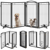 Klarana 36-inch tall metal dog gate with cat door for versatile indoor/outdoor use.