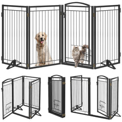 Klarana 36-inch tall metal dog gate with cat door for versatile indoor/outdoor use.