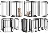 Klarana metal dog gate full assembly showcases sturdy, wide boundary.