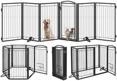 Klarana metal dog gate full assembly showcases sturdy, wide boundary.