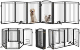 Klarana metal-free standing dog gate showing 120-inch width for large openings.