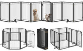 Klarana dog gate full view showing eight panels in black for wide openings