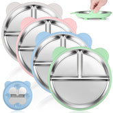 KLCKH bear ear design plate with playful meals and portioned sections.