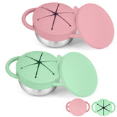 KLCKH 2-pack snack cups with spill-proof lid, ideal for mess-free travel