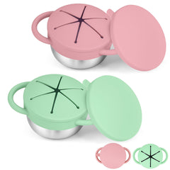 KLCKH 2-pack snack cups with spill-proof lid, ideal for mess-free travel