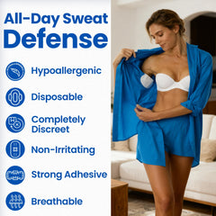 Kleinert's Underarm Sweat Pads hypoallergenic quick-dry design for sensitive skin.