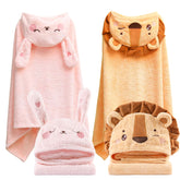 KLHYIT coral fleece hooded towel with soft touch for babies after baths
