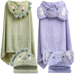 KLHYIT toddler hooded towel in coral fleece for soft skin