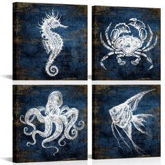 KLVOS navy blue angle fish art print ideal nursery wall decor