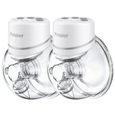 Kmaier hands-free breast pump worn discreetly for multitasking at home or office.