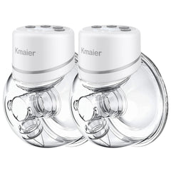 Kmaier hands-free breast pump worn discreetly for multitasking at home or office.