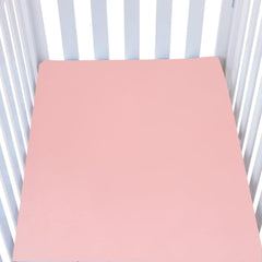 Knlpruhk silk fitted crib sheet on mattress showing surface smoothness for baby comfort.