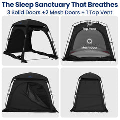 KNOCLOC blackout sleep tent mesh doors for breeze and mosquito protection