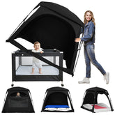 KNOCLOC blackout sleep tent front view on travel bed showing portable setup and darkness
