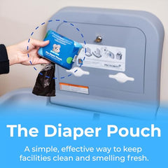 Koala Kare Diaper Pouch at a changing station aids odor control and cleanliness
