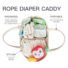 Kodomoore diaper caddy with removable dividers for easy organization.