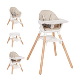 Komcot 6in1 high chair in full-size mode supports growing children during meals.