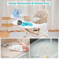 Komcot 6in1 high chair reversible-footrest provides two height options for comfort.