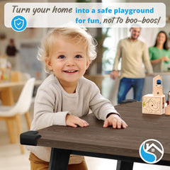 Komfortology corner protector soft-foam cushions protect toddlers from sharp corners.