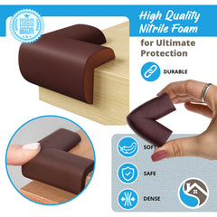 Komfortology soft rubber foam cushion softens sharp corners for gentle baby touch.