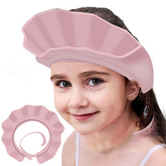 KOMIDK pink baby shower cap protects eyes and ears during bath time