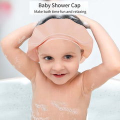 KOMIDK pink shower cap guards ears from shampoo foam