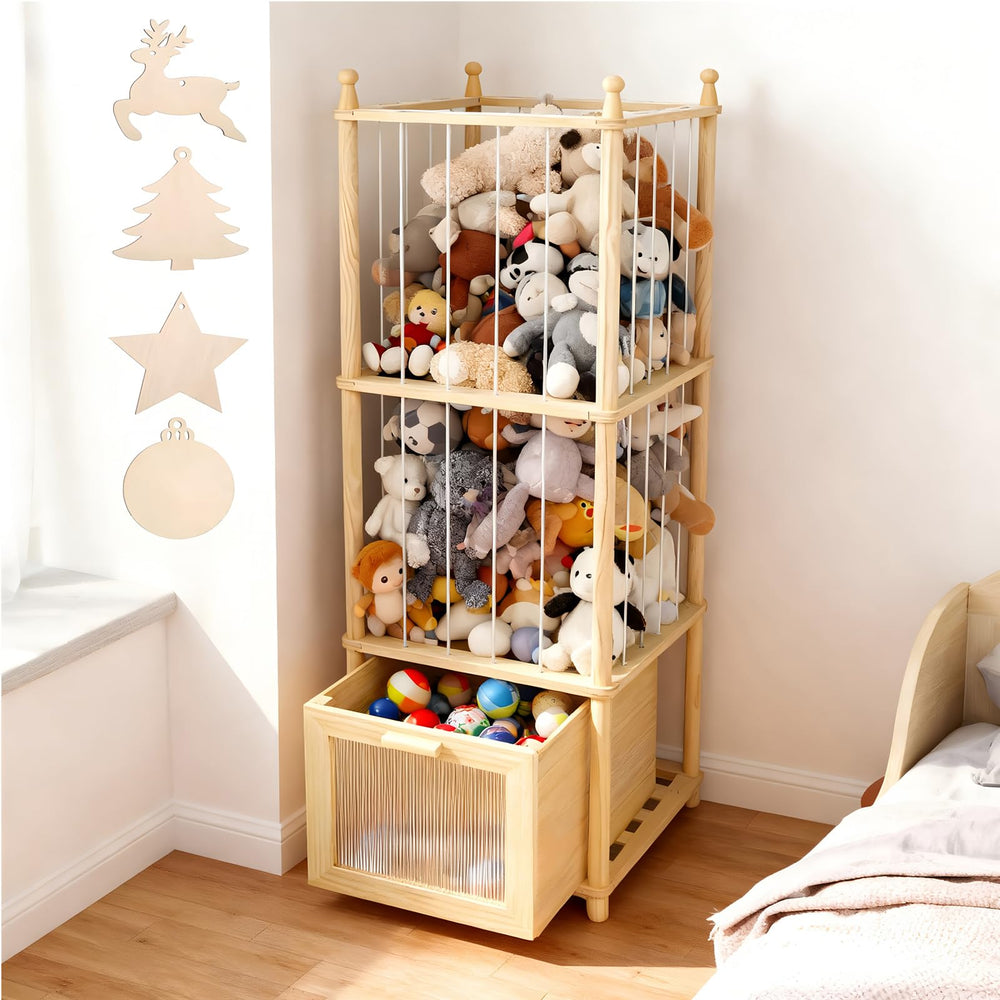 Kompaktayc stuffed animal storage with clear view drawer for quick toy spotting.