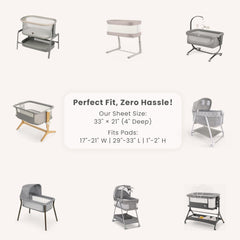 Konssy 2-pack bassinet sheets shown together for easy rotation and laundry
