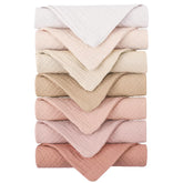 Konssy baby muslin washcloths close-up showing ultra-soft cotton for gentle bath time.