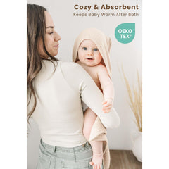 Konssy hooded baby towel in blossom close-up highlighting plush weave and absorbency