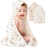 Konssy hooded baby towel in cream close-up showing ultra-soft cotton texture for gentle drying