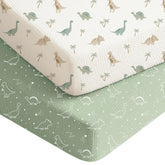 Konssy Dino Jungle crib sheet for a soft, breathable baby's sleep surface