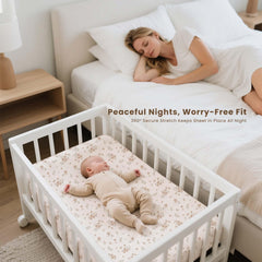 Konssy elastic-bottom bassinet sheet demonstrates secure fit for peaceful overnight sleep