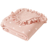 Konssy Flounce Muslin blanket close-up fabric showing soft breathable texture for delicate baby skin.