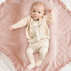 Konssy Flounce Muslin Blanket pink ideal for baby naps and breathability