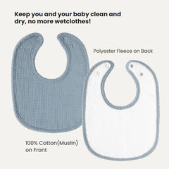 Konssy adjustable bibs with nickel-free snaps for comfy fit from newborn to 36 months