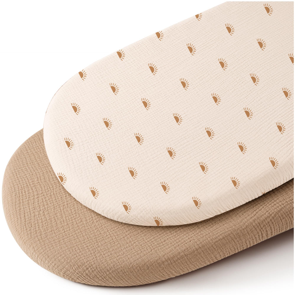 Konssy muslin bassinet sheet on oval cradle provides breathable comfort for peaceful naps