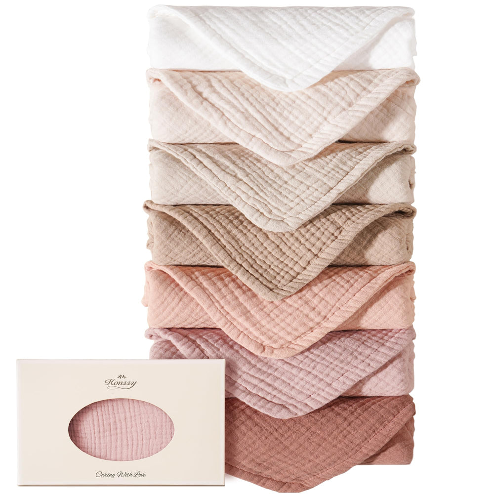 Konssy muslin burp cloth showing soft absorption for newborn skin.