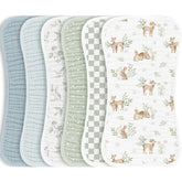 Konssy muslin burp cloths 6-pack, front view, soft and absorbent for baby care.