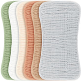 Konssy muslin burp cloths 6-pack setup shows soft, absorbent fabric for newborns
