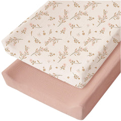 Konssy muslin changing pad cover in floral pink, soft surface for diaper changes