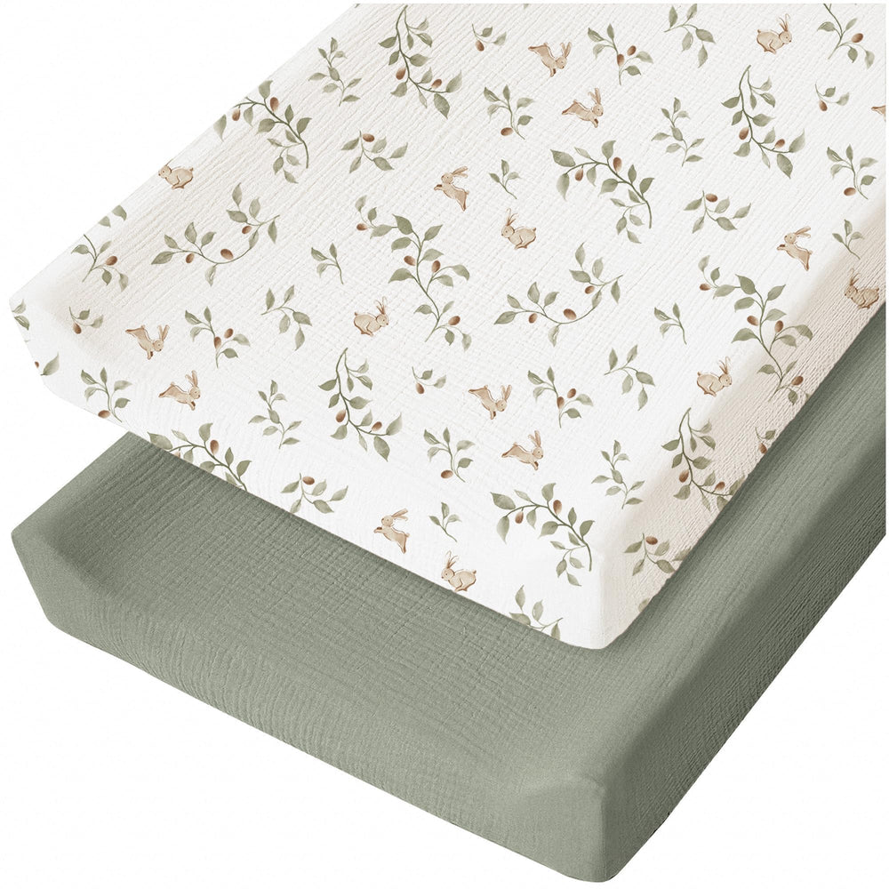 Konssy rabbit-pattern muslin changing pad cover offers a soft touch during diaper changes