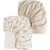Konssy Blossom Cream muslin crib sheets 2-pack for breathable baby sleep