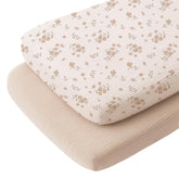 Konssy muslin fitted bassinet sheets in oval 33x17 offering breathable comfort.